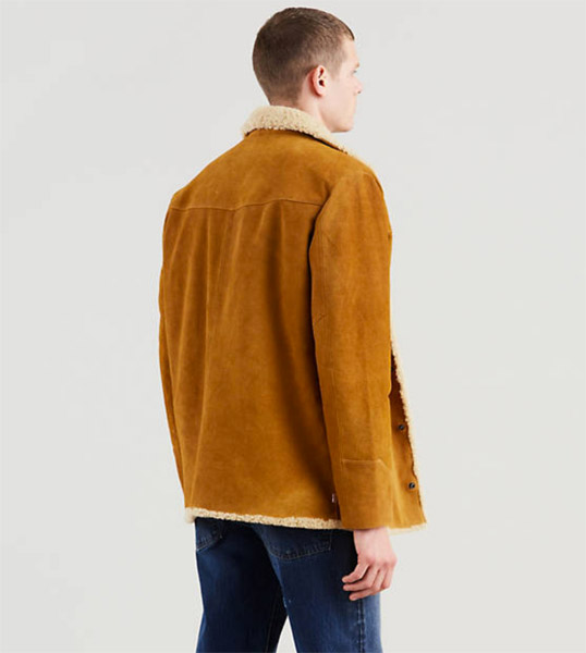 Levi's trucker sherpa outlet camel suede jacket