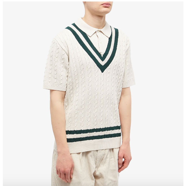 End x Beams Plus cricket knit polo shirt - His Knibs