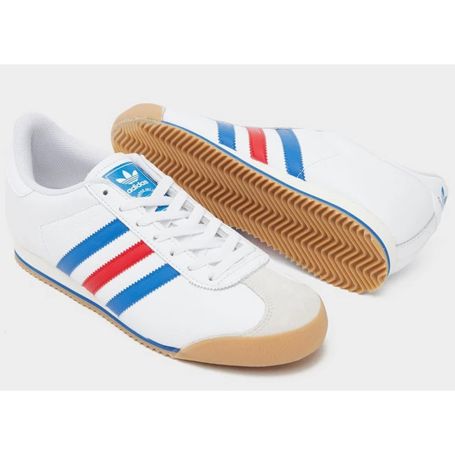 1974 Adidas Kick trainers in white, red and blue